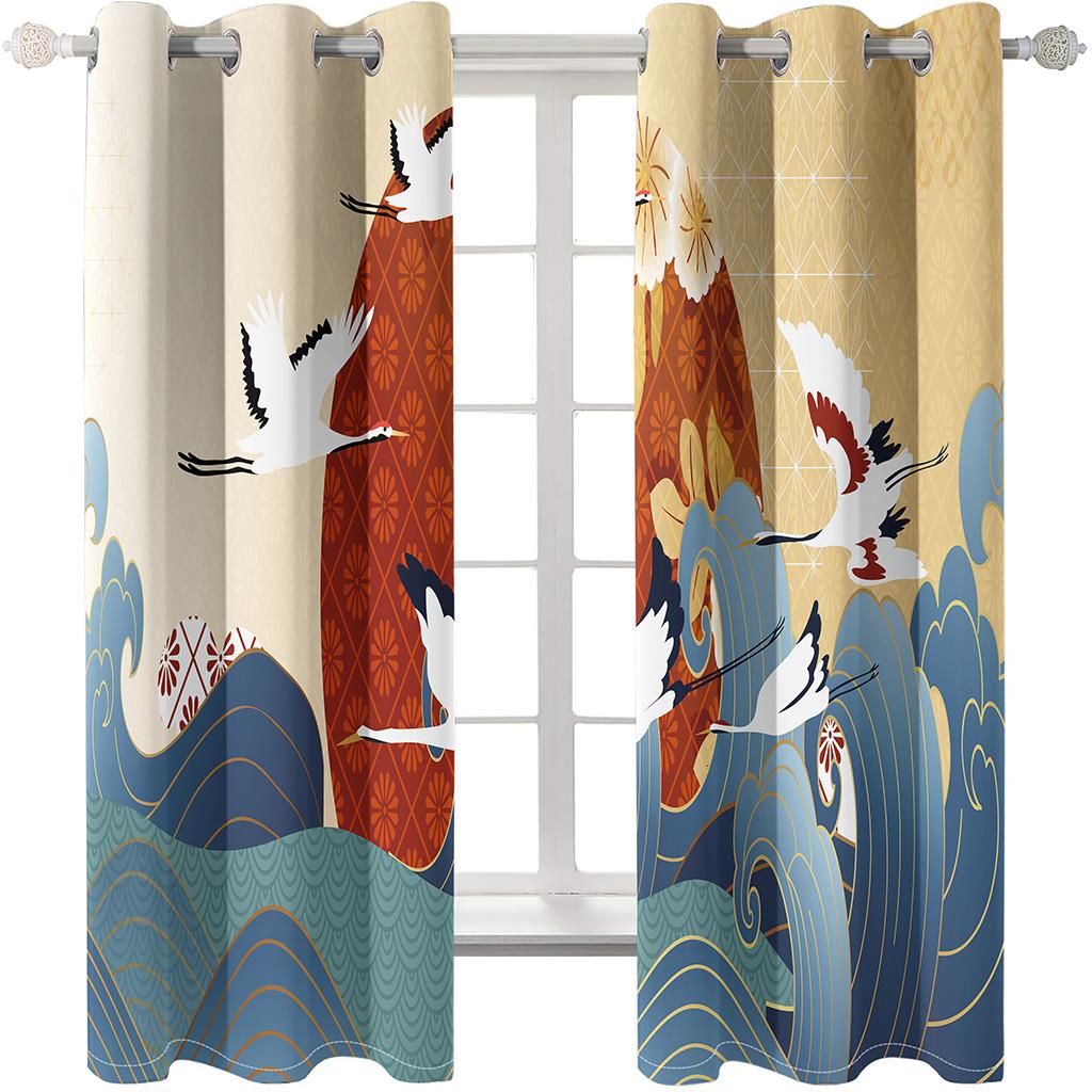 Bird Animal Red-crowned Crane Odorless Blinds Hall Thin Window Curtains for KidsLiving Room Bedroom Bathroom Door Kicthen Decor