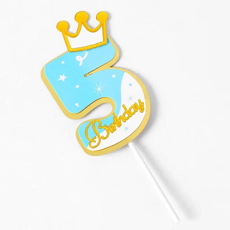 New Digital Decoration Happy Birthday Number Cake Insertion 0 1 2 3 4 5 6 7 8 9 Cake Topper Girls Boys Baby Party Supplies Decor