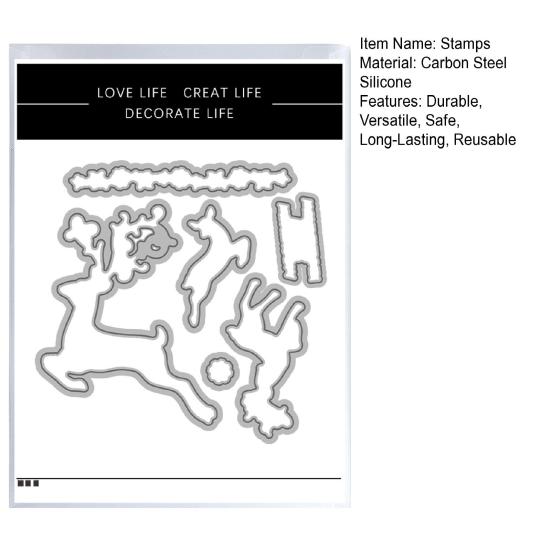 Christmas Themed Stamps And Cutting Dies Set for Card Making DIY Metal Die Cuts for Scrapbooking Invitations Holiday Cards Craft Supplies