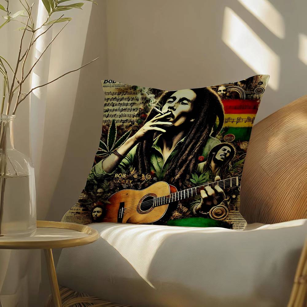 Reggae Music Bob Marley-Singer Pillow Case Silky elegant Comfort Sofa Bed Invisible zipper Beach pillowcase