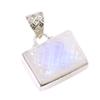 Natural Rainbow Moonstone Gemstone 925 Solid Sterling Silver Pendant 1" r9z88
