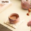 120ml Ru Kiln Gold Drawing Lily Pink Teacup Aesthetic Tea Bowl Jug Tea-tasting Smelling Cup Chazhan Master Cups Drinkware Craft