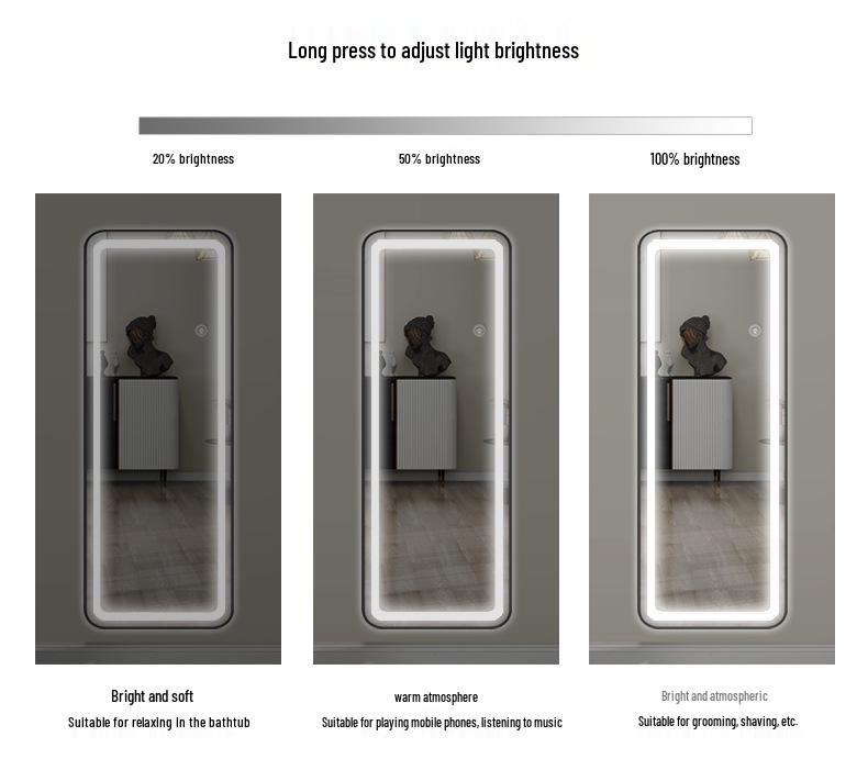 LED Wall-Mounted Full-Length Dressing Mirror with Touch Sensor for Bedroom
