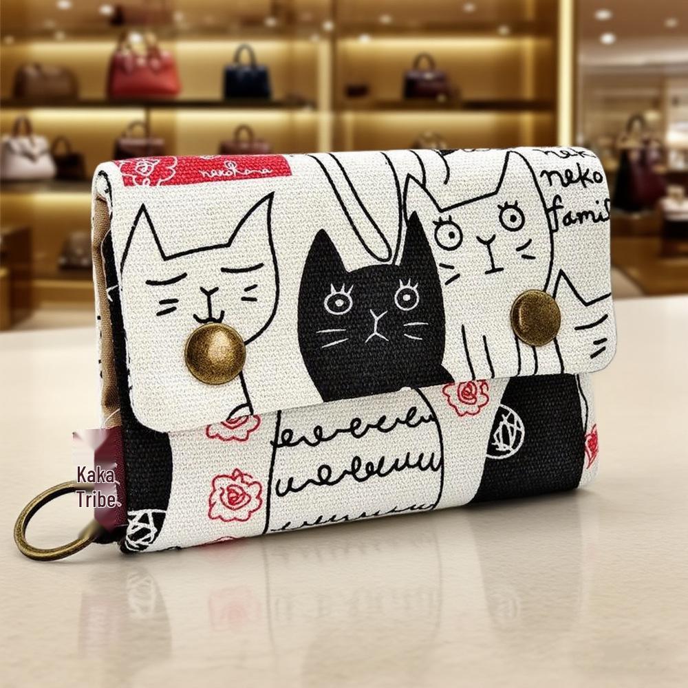 

Унисекс Джинсовый Кошелек Трифолд с Мультяшным Принтом и Отделением для Карт, Чехол для Ключей