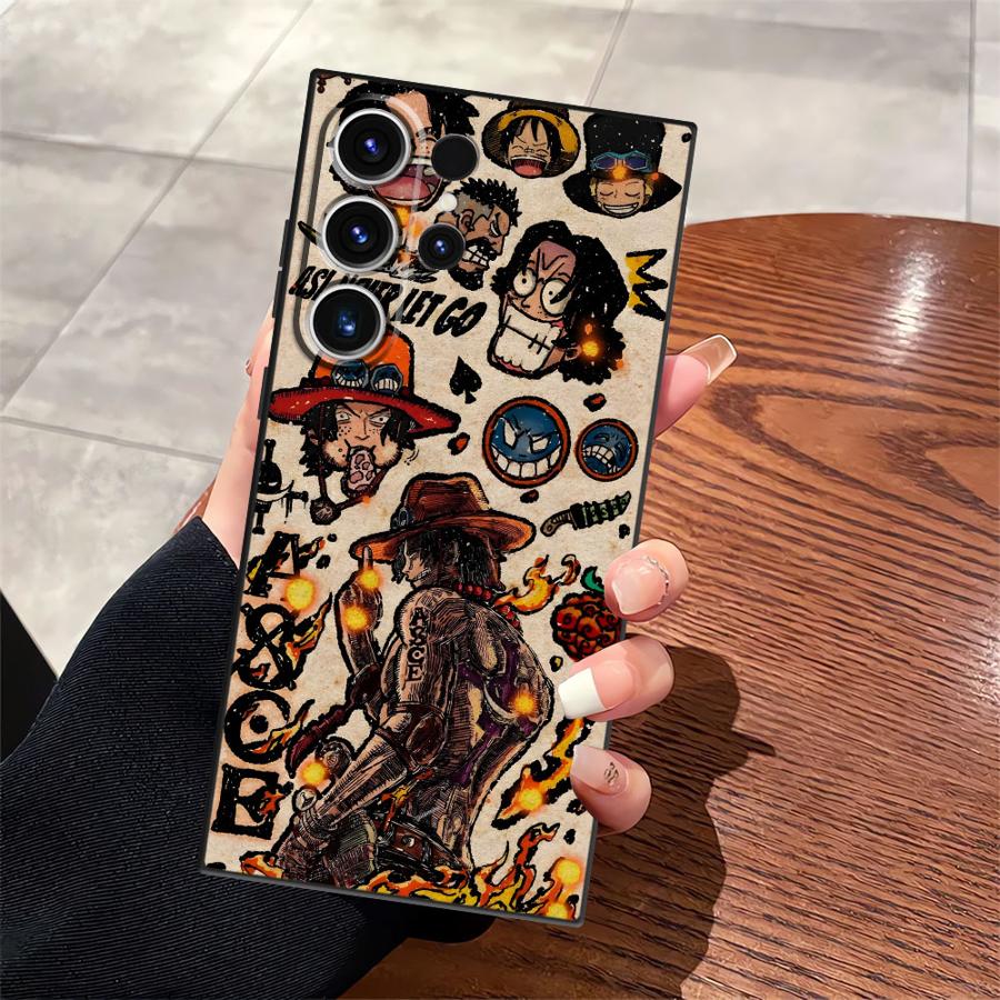 

Art One Piece Luffy Case for Samsung Galaxy S21 FE S23 Ultra S25 Edge S20 S24 Plus Black Soft Phone Cover Galaxy S22+ 5G