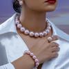 Elegant Faux Pearl Jewelry Set: Necklace, Bracelet, Ring & Earrings for Women 