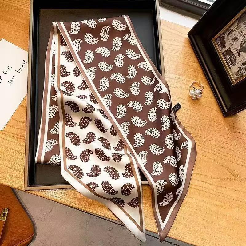 Small silk scarf women's long square scarf with shirt decoration neck guard, scarf accessories, tie, summer streamer ribbon.