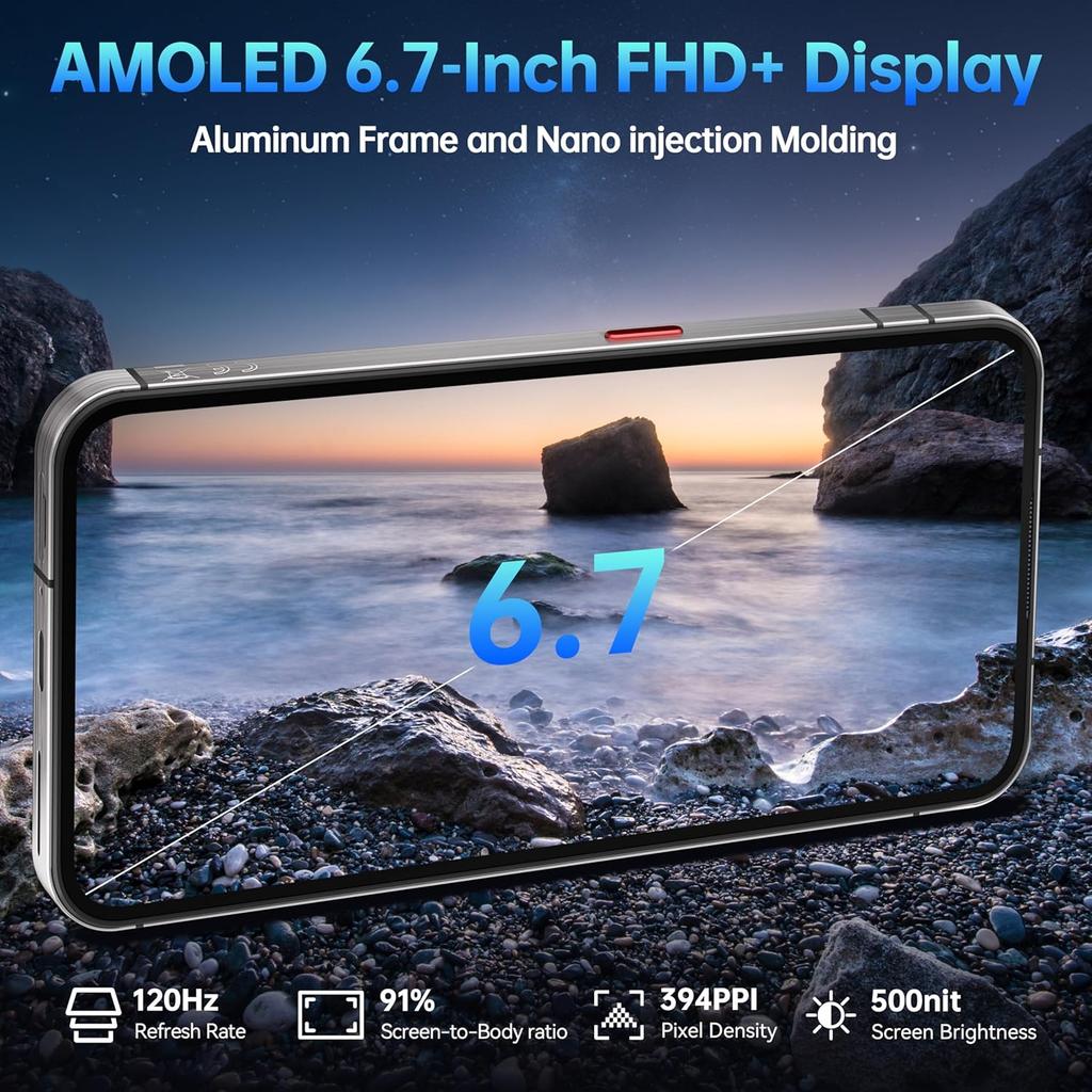 OUKITEL WP200 Pro 5G Cellphone 72GB+1TB 6.7" FHD+ 8800mAh108MP Android 15 NFC GPS with Earphone/SmartWatch