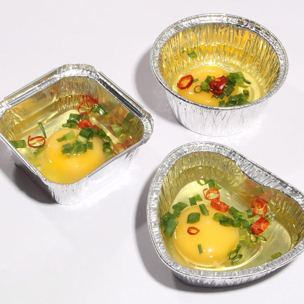 100Pcs Aluminum Tin Foil Baking Cup Tray Heart/Round/Square Tinfoil Tray Baking Pans  Pudding
