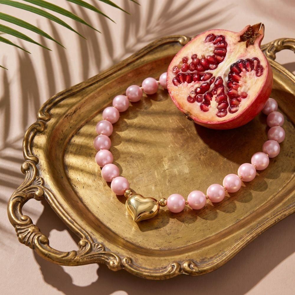 Resin Beaded Necklace Round Sweater Chain Light Luxury Women Clavicle Chain Vacation