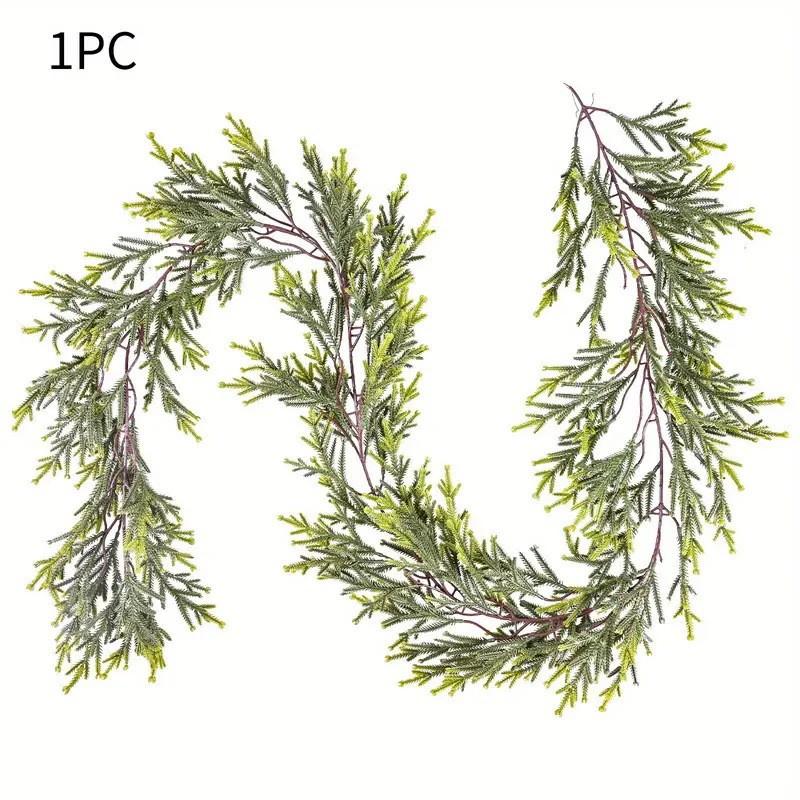 Ratan de ace de pin de Crăciun simulat Decor verde Ratan de ace de pin artificiale Decorațiune Om Ratan de Crăciun simulat