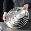 4Pcs Round Metal Dish Camping Stainless Steel Serving Dinner Plates with Alleco Cotton Bag for BBQ, Snack, Salad