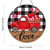 Valentines Day Wooden Door Signs Red Truck Hearts Wood Door Hanger for Front Door Farmhouse Home Party