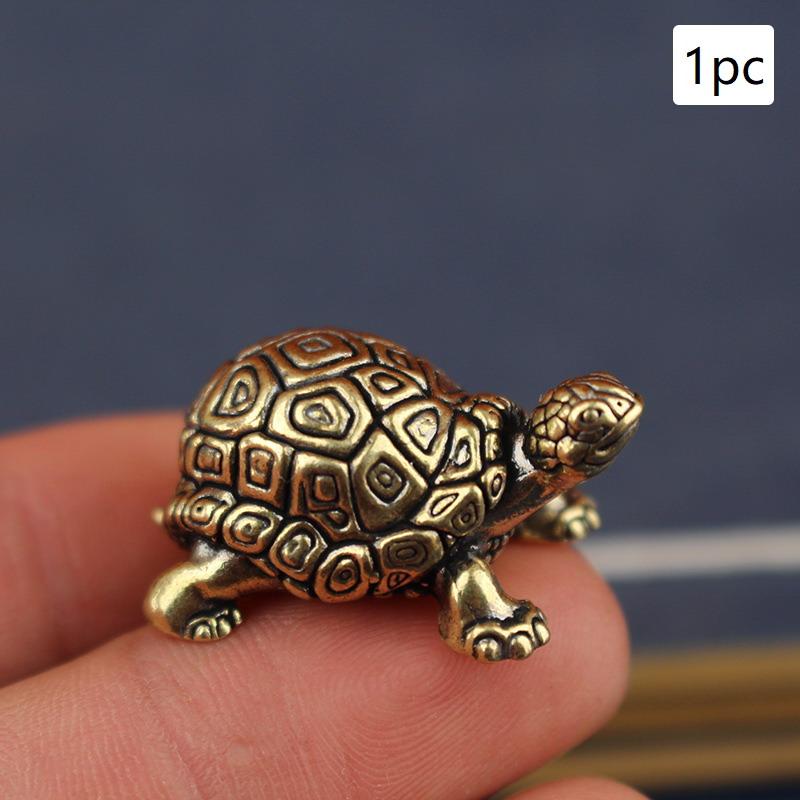 Statuie broasca testoasa din cupru pur Figurine broasca testoasa din alama vintage ornament Feng Shui de birou Miniaturi Ceai antic Artizanat pentru animale de companie Cadouri