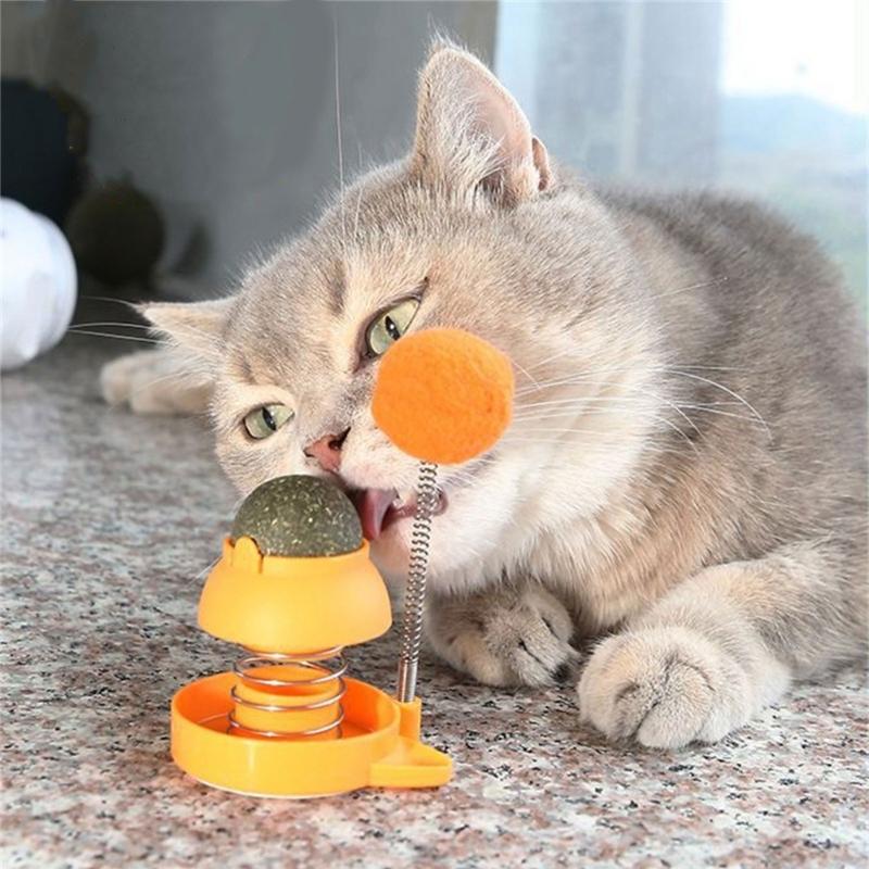 Cat Enrichment Toy Durable Stick on Cat Catmint Ball Toy Bright Color Cat Tumbler Catmint Ball Toy for Indoor Cat Play
