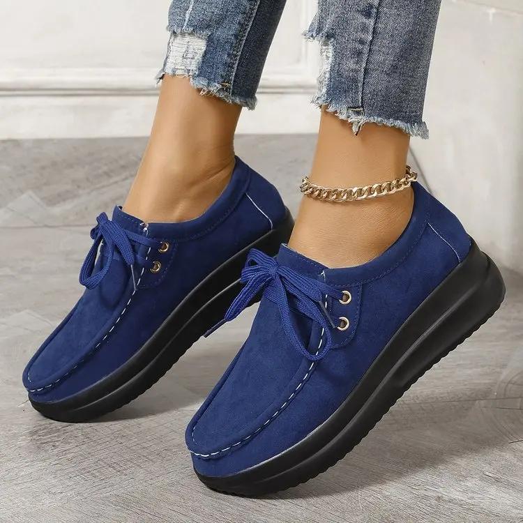Fashion Women's Chunky Sole Casual High-Top Shoes Plus Size Comfortable Flat Lace-Up Anti-Slip Ankle Boots Ladies Sneakers 2025 New