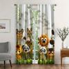 Cartoon Animal Zoo Forest Family Print Curtains Rod Pocket Mount Digital Printed for Living Room Kitchen Bedroom Home Decor 2pcs