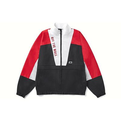 Keep On Trucking Mehrfarbiges Patchwork Retro Sport Stehkragen Reißverschlussjacke Damenjacke Schwarz Rot VN0A48BHBLK
