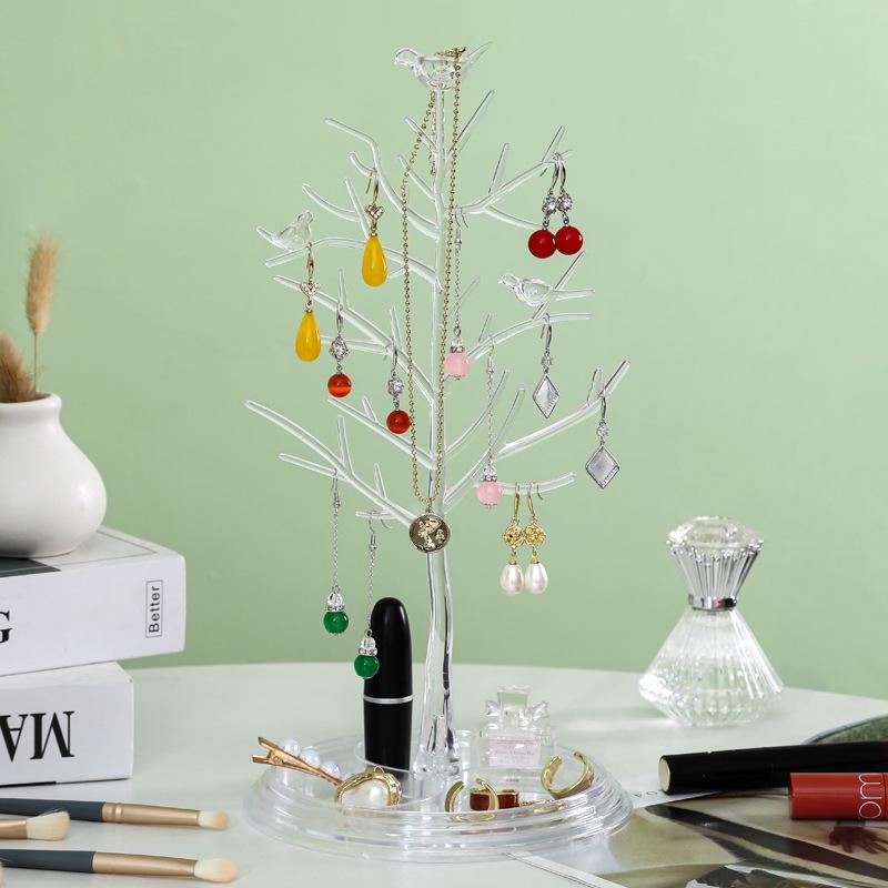 

Bird Tree Earring & Jewelry Stand - Tree-Shaped Display for Earrings, Necklaces & Hair Ties прозорий