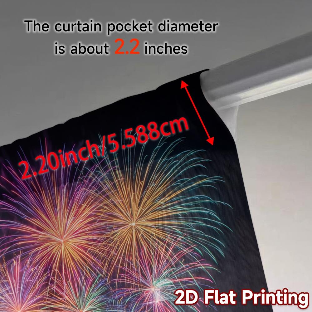 Set Of 2 Contemporary Flat Printing Curtains Without Rod Firework Bloom Popular Polyester Gifts Curtain