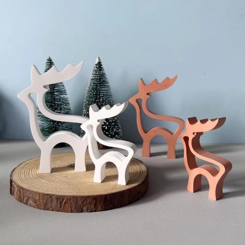 Elk Silicone Candle Mold DIY Xmas Deer Ornaments Making Soap Plaster Resin Casting Molds Home Decor Craft Gifts