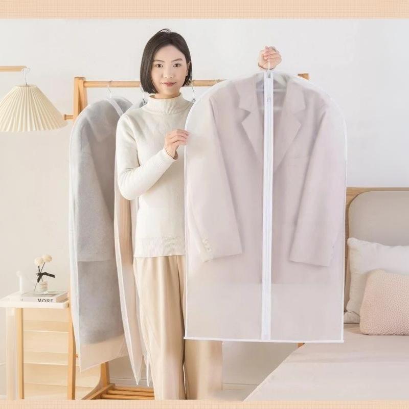 4Pcs Transparent Hanging Clothes Dust Cover Zippered Garment Bags Suit Coat Dress Waterproof Dustproof Wardrobe Storage