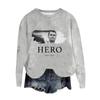 Women's Fashion Round Neck Pullover Top Long Sleeve Tee Printed Sweatshirt