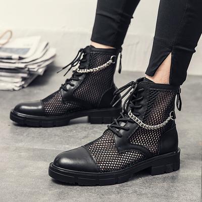 High Tops Trend Neue Herren Sommer Hohle Atmungsaktive Sandalen Metallkette Rock Punk Atmungsaktive Schuhe Hombre Schuhe