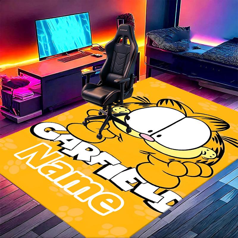 Custom Name Personalized Garfield Print Carpet, Versatile Home Decor Rug, for Playroom, Apartment, Balcony, Entryway, Hallway Gift