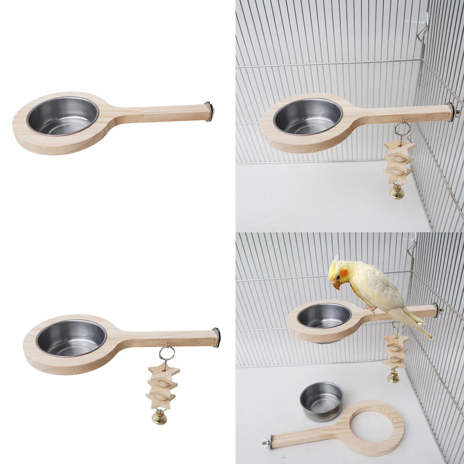 

Подставка для птиц с кормушкой из нержавеющей стали для попугаев, клетка для птиц, жердочка, аксессуары для клетки, игрушка для развлечений