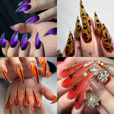 140Pcs Curved Stiletto Nail Dual Form For Poly Nail Gel Extension Of 3D Eagle Claw Shape Sculptural Nails Full Cover Molds