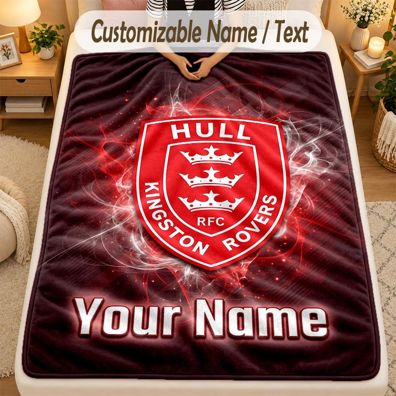 Flannel BlanketHull KR Custom Name Text Personalized Soft Warm Throw Blanket Home Decor Gift