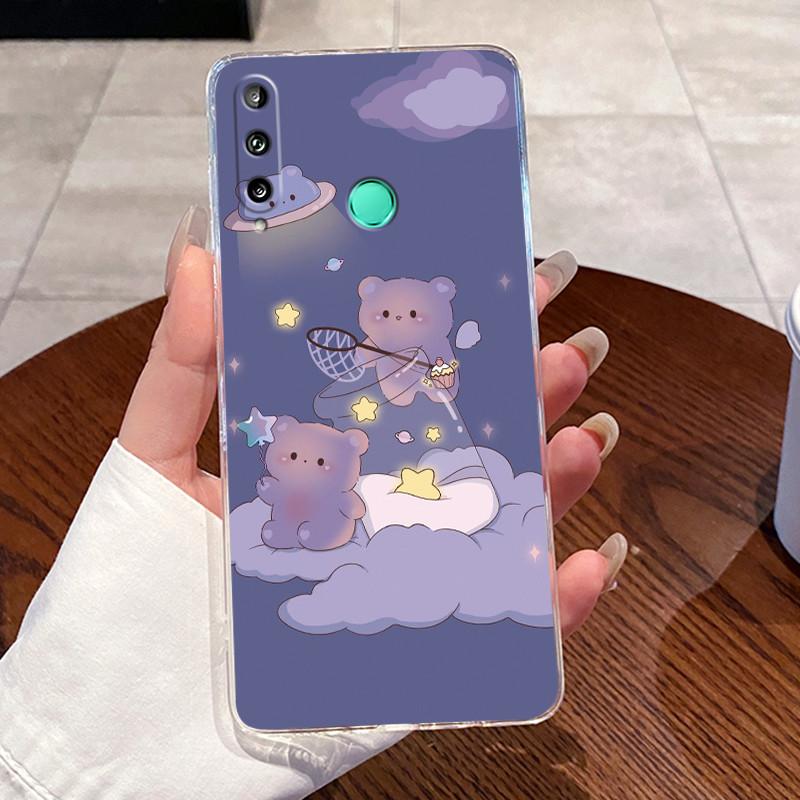 Jelly Casing For Huawei Y7P 2020/P40 lite E/Honor 9C/Y8P 2020/P Smart S Clear Silicone Soft TPU Cover Cute Cat Protective Case