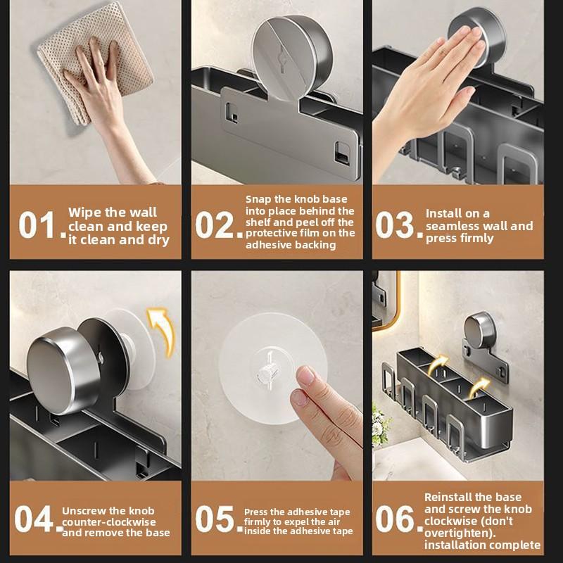 Toothbrush and Toothpaste Cup Holder, Wall-Mounted, No Drilling, Bathroom Rinse Cup, Storage Rack for Home