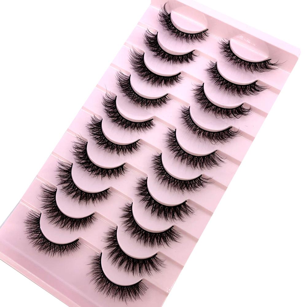 AMSDCN Artificial Mink Short Natural Dramatic False Eyelashes Short Eyelashes 10 Pairs of 3D Eyelash Makeup False Eyelashes