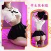 Sexy Lingerie Sexy Perspective College White Shirt Jk Uniform Bow Uniform British Pleated Skirt