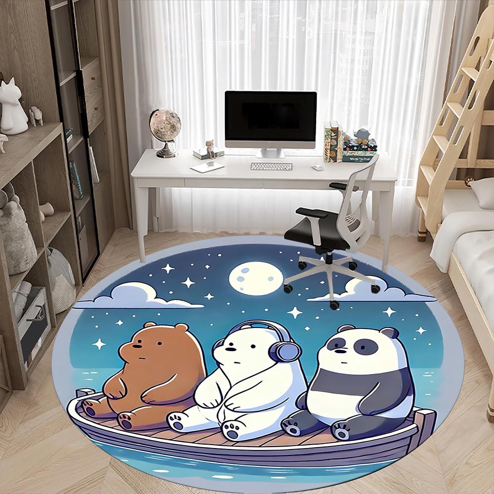 1pc We Bare Bears Office Round Area Rug, Under Office Chairs Bedroom Living Room Home Decor A1022213