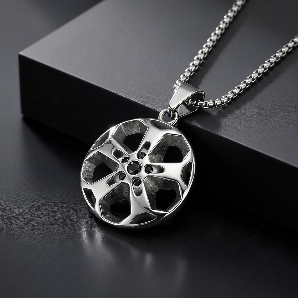 Kreative Einzigartige Radnaben Anhänger Halskette Inlay Zirkonia Edelstahl Halskette Mode Punk Schmuck für Männer Geschenk