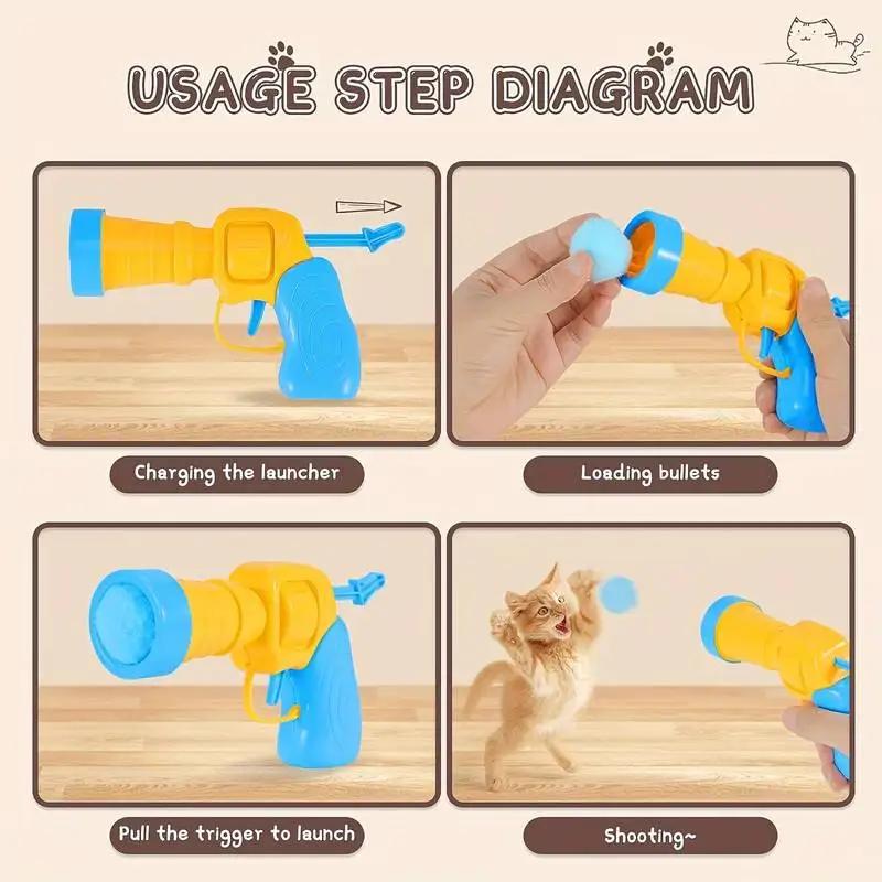 Cat Toy Interactive High Entertainment Toy Gun Mini Fluffy Pom Shot Training Toy Creative Cat