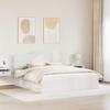 White Bed Frame with Headboard 200 x 200 cm Solid Pine Wood
