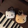 Kawaii Cartoon  Plush Cat Head Plush Toy Keychain Leopard Print Red Bow KT cat Animal Doll Plush Toy Stuffed gift