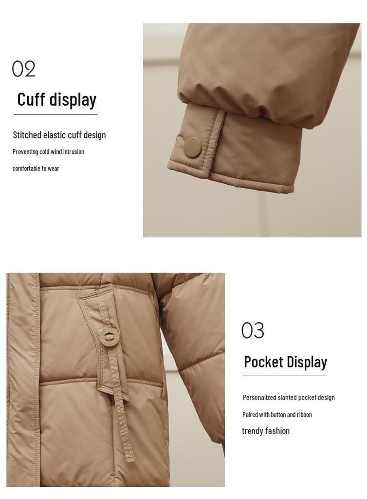 2024 Women's Winter Mid-Length Korean-Style Down Jacket with Detachable Hood