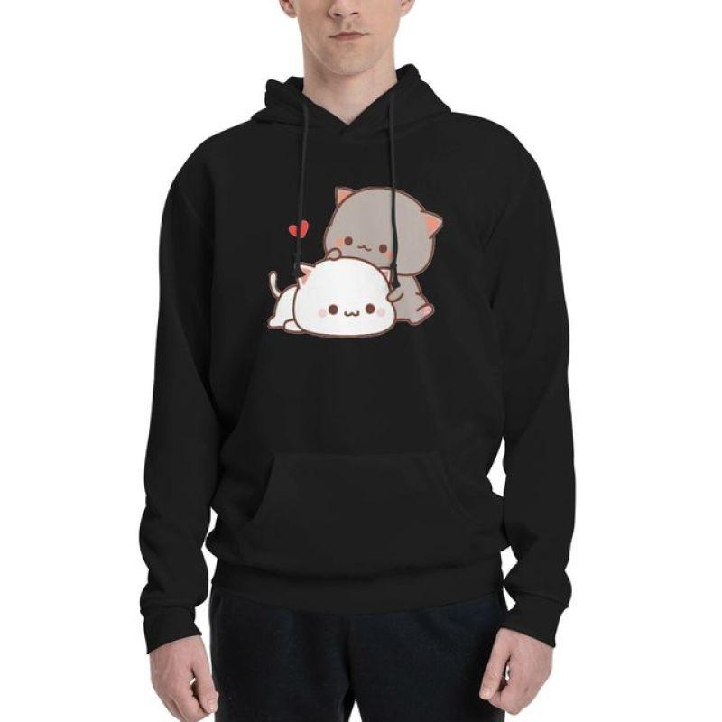 

Милый Моти Персиковый Кот Теплые толстовки Мужчины ЖенщиныМолоко Гома Мультфильм Толстовка с длинным рукавом Осенние пуловеры
