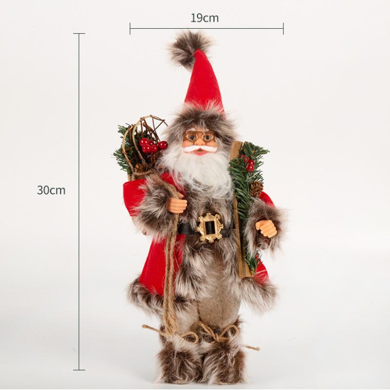 Christmas Decorations pink Santa Claus Dolls Standing Christmas Figurine Holiday Decoration Ornaments Layout Window Decoration