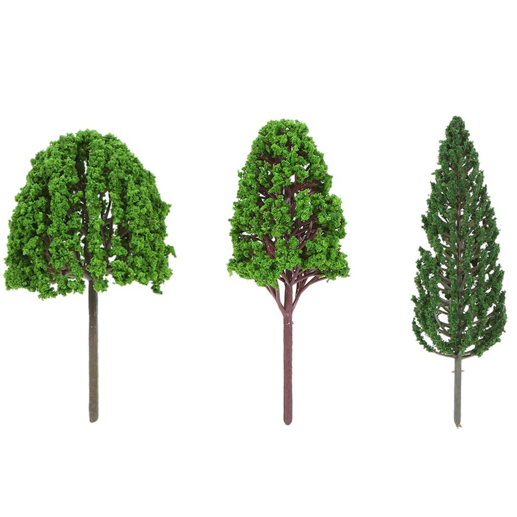 33pcs Mini Plastic Green Trees Scale Architectural Models Train Railways Landscape Scenery Layout Garden Decoration Tree Toys