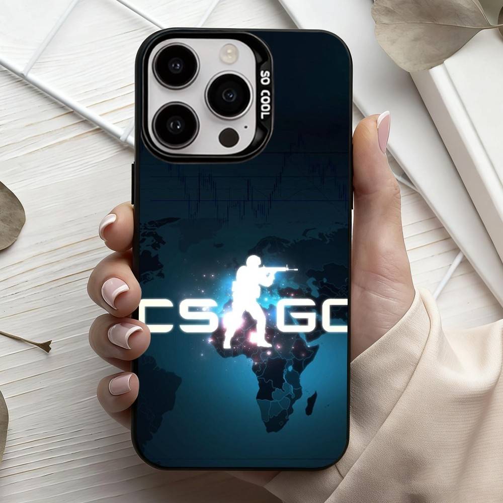 G-Game CS2 C-Counter S-S-Strikes   Phone Case For iPhone17,16,15,14,13,12,11 Plus,Pro Max Black Candy Silver Plated Cover