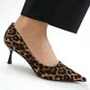 Women Leopard Print Pointed Toe Pumps Kitten Heels 7cm Dress Shoes for Office Wedding Party