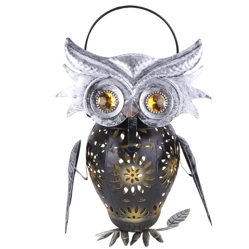 Solar Powered Owl Garden Lantern IP65 Waterproof Hanging Owl Lantern Auto On/Off Iron Hollow Out Lantern for Patio Yard Pathway