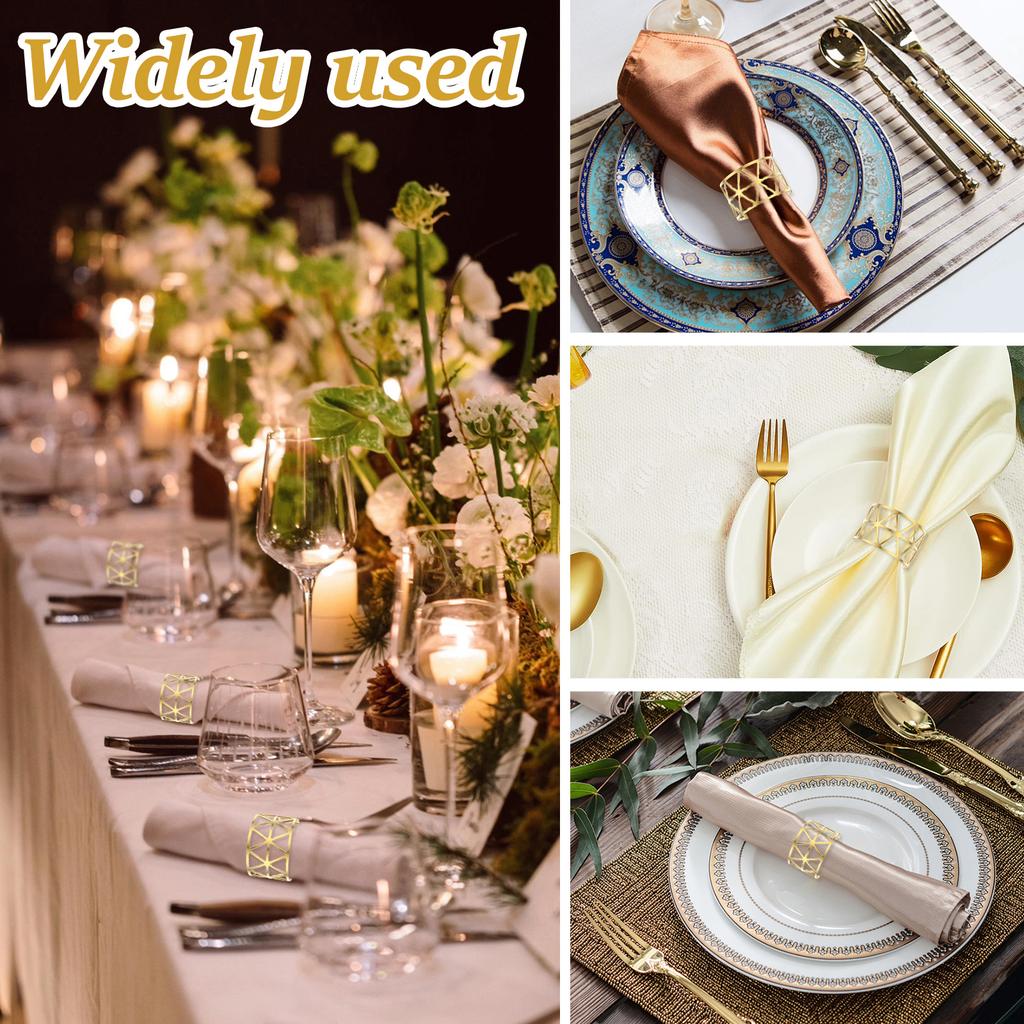 60/24Pcs Gold Napkin Rings Bulk Metal Napkin Holders Hollow Serviette Buckle for Wedding Birthday Party Dinning Table Decoration
