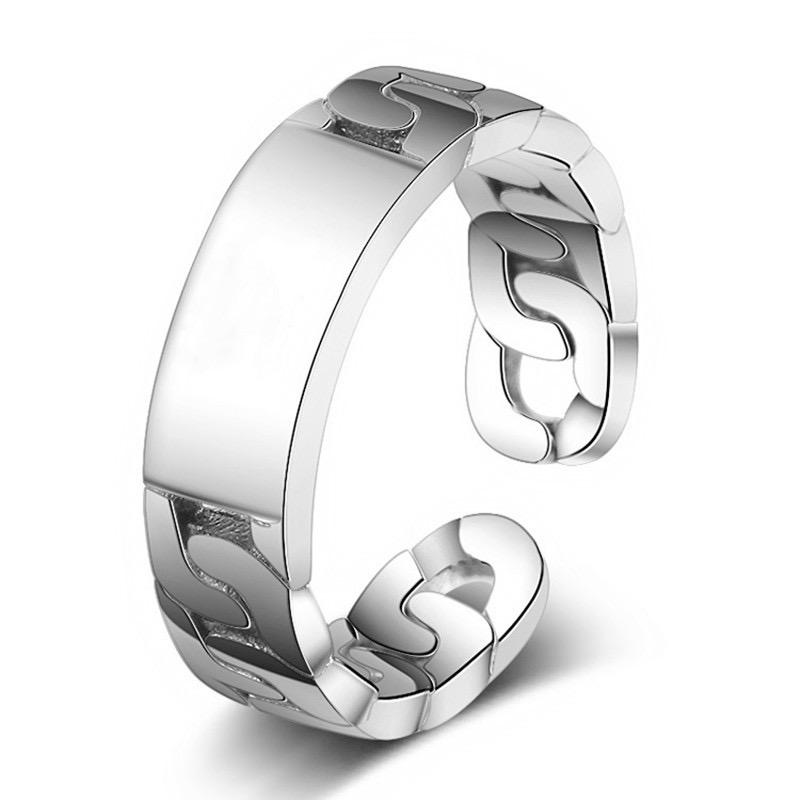 925 Sterling Silver Rings for Women Couple Minimalist Handmade Simple Retro Chain Ring Party Jewelry Gift Prevent Allergy